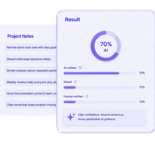 Lunote AI Detector analyzing a college application essay